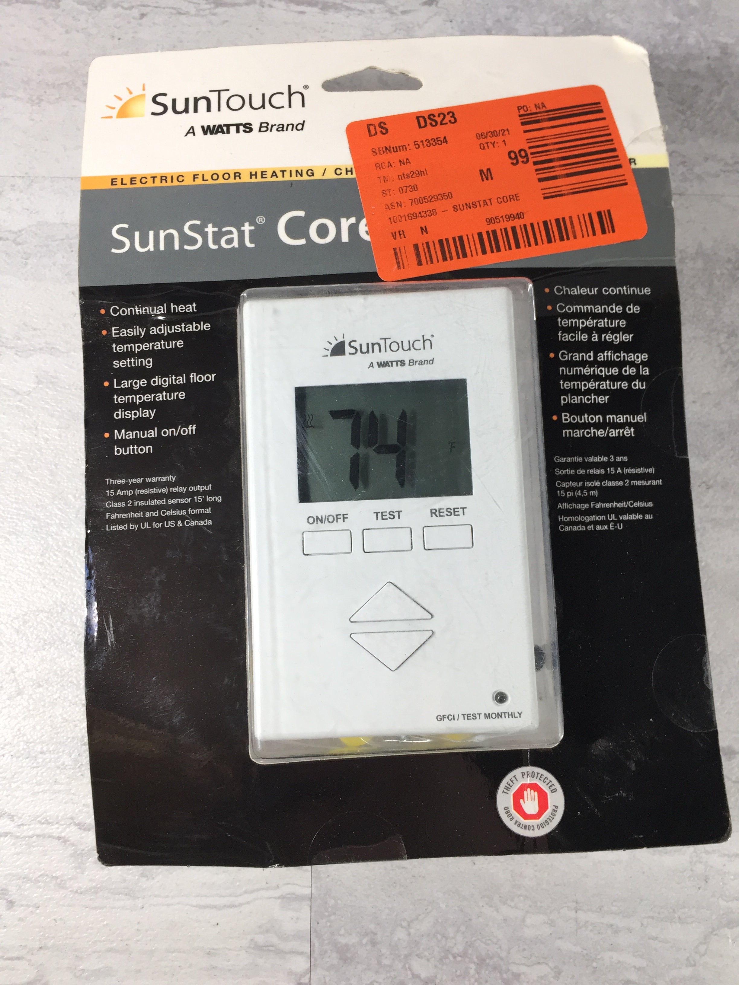 SunTouch SunStat Core Non-Programmable Floor Heating Thermostat - White (6903544479927)